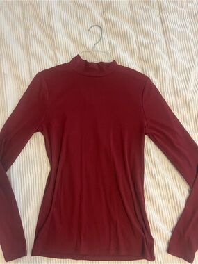 No Boundaries Ribbed Mock Neck Long Sleeve Top - Maroon